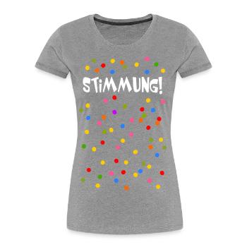 Stimmung Konfetti Fasching Karneval Silvester bunt - Frauen Premium Bio T-Shirt - Grau meliert - Vorne - Mia (176cm)