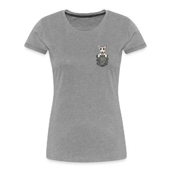 Bull Terrier dans la Poche - Chien Mignon  - T-shirt bio Premium Femme - gris chiné - Devant - Mia (176cm)