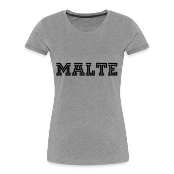 malte2 - Frauen Premium Bio T-Shirt - Grau meliert - Vorne - Mia (176cm)