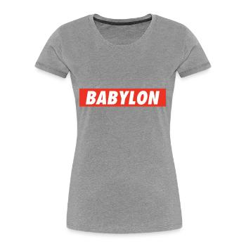 Babylon Down Rasta Reggae Rastafari One Love Roots - T-shirt bio Premium Femme - gris chiné - Devant - Mia (176cm)