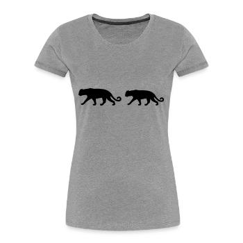 Panthère 2 - T-shirt bio Premium Femme - gris chiné - Devant - Mia (176cm)