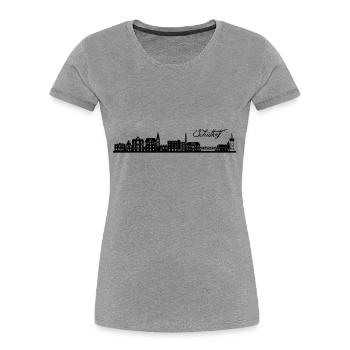 Schüttorfer Skyline - Frauen Premium Bio T-Shirt - Grau meliert - Vorne - Mia (176cm)