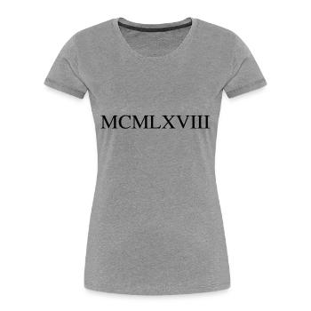 1968 - Women's Premium Organic T-Shirt - heather grey - Front - Mia (176cm)