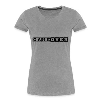 Game Over Zocken Spielen Spiel Geschenk - Frauen Premium Bio T-Shirt - Grau meliert - Vorne - Mia (176cm)