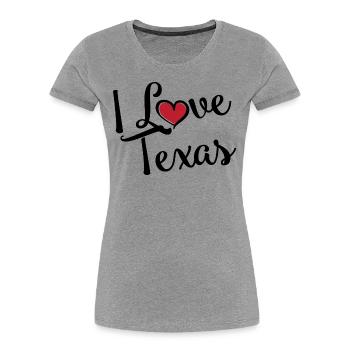 I Love Texas - Women's Premium Organic T-Shirt - heather grey - Front - Mia (176cm)
