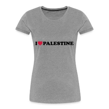 I love palestine - Frauen Premium Bio T-Shirt - Grau meliert - Vorne - Mia (176cm)