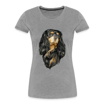Black and Tan Cavalier - Frauen Premium Bio T-Shirt - Grau meliert - Vorne - Mia (176cm)