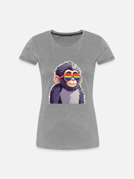 LGBTQ Affe - Frauen Premium Bio T-Shirt - Grau meliert