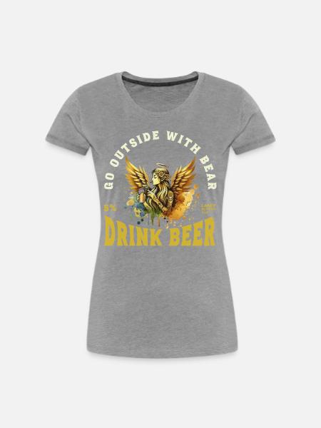 Trinkender Engel - Frauen Premium Bio T-Shirt - Grau meliert
