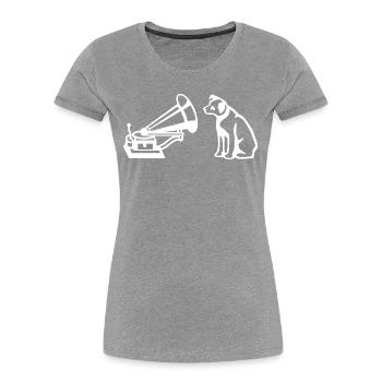 His Master's Voice Logo Weiß - Frauen Premium Bio T-Shirt - Grau meliert - Vorne - Mia (176cm)