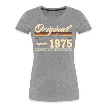 Original 1975 Jahrgang geboren Geburtstagsgeschenk - Frauen Premium Bio T-Shirt - Grau meliert - Vorne - Mia (176cm)