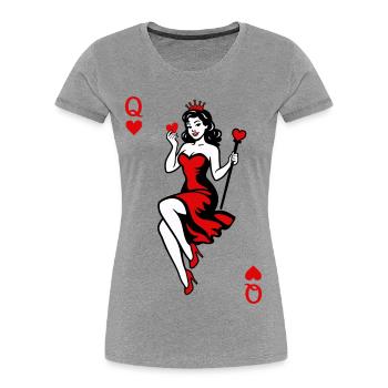 Heart Queen in Red - Women's Premium Organic T-Shirt - heather grey - Front - Mia (176cm)