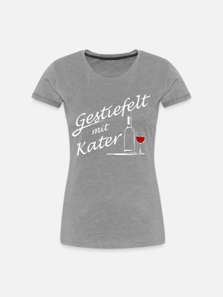 Gestiefelt mit Kater - Junggesellinnenabschied - Frauen Premium Bio T-Shirt - Grau meliert
