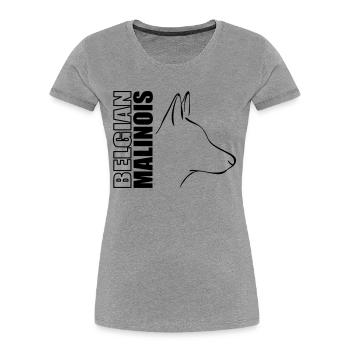 BELGIAN MALINOIS PROFILE Dog Sports Wilsigns - T-shirt bio Premium Femme - gris chiné - Devant - Mia (176cm)