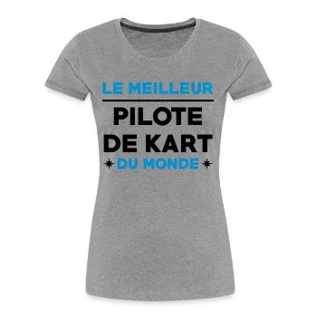 Karting / Kart / Automobile / Sport / Voiture - T-shirt bio Premium Femme - gris chiné - Devant - Mia (176cm)