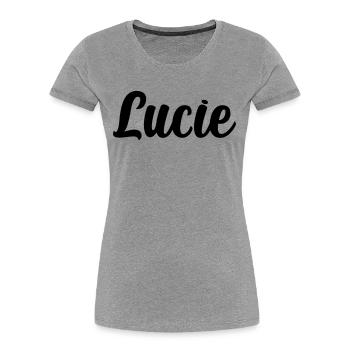 Lucie - Frauen Premium Bio T-Shirt - Grau meliert - Vorne - Mia (176cm)