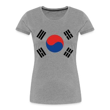 Corée du Sud - T-shirt bio Premium Femme - gris chiné - Devant - Mia (176cm)