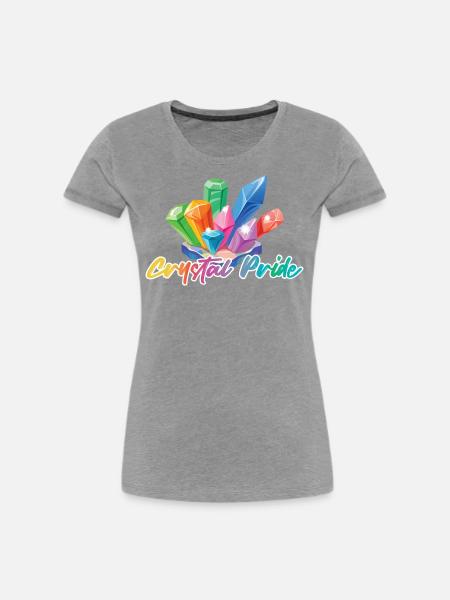 Crystal Pride- bunte Kristale - Frauen Premium Bio T-Shirt - Grau meliert