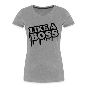 like_a_boss_logo_c1 - Women's Premium Organic T-Shirt - heather grey - Front - Mia (176cm)