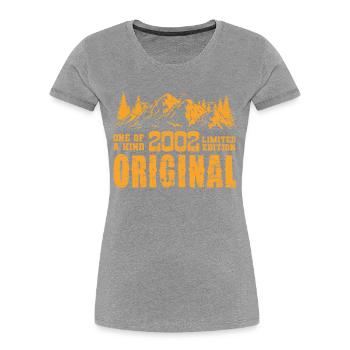Geburtstagsgeschenk 2002 - 2002 - Frauen Premium Bio T-Shirt - Grau meliert - Vorne - Mia (176cm)