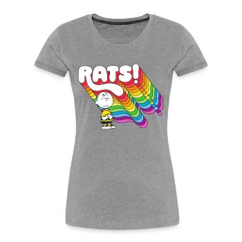 Peanuts Charlie Brown Rats! Mist Dumm Gelaufen - Frauen Premium Bio T-Shirt - Grau meliert - Vorne - Mia (176cm)