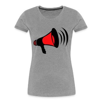 mega, megaphone, megaphone, demonstrate, call, cry - Women's Premium Organic T-Shirt - heather grey - Front - Mia (176cm)