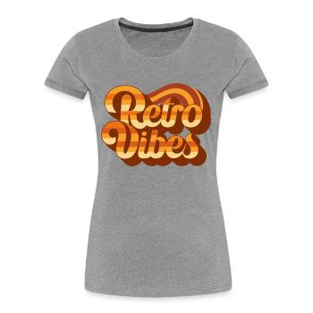 Ambiance rétro - T-shirt bio Premium Femme - gris chiné - Devant - Mia (176cm)