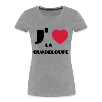 J'aime la Guadeloupe (V) - Frauen Premium Bio T-Shirt - Grau meliert - Vorne - Mia (176cm)