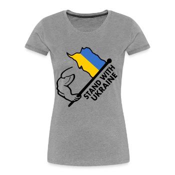 STAND WITH UKRAINE - Frauen Premium Bio T-Shirt - Grau meliert - Vorne - Mia (176cm)