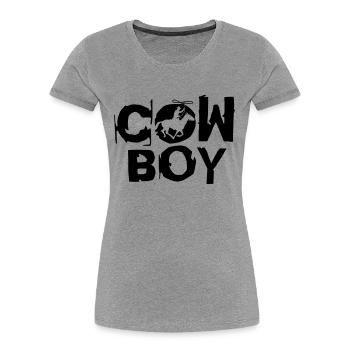 cowboy_c_1c - Women's Premium Organic T-Shirt - heather grey - Front - Mia (176cm)