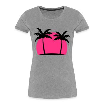 Miami Beach palm beach sea sun Pink - Women's Premium Organic T-Shirt - heather grey - Front - Mia (176cm)