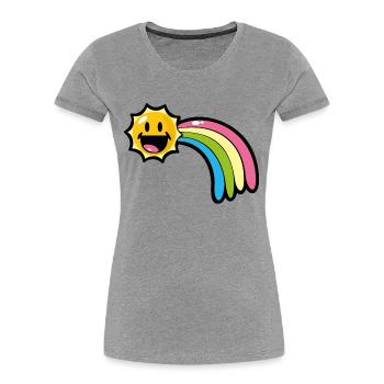 Smiley Kawaii Sun and Rainbow - Frauen Premium Bio T-Shirt - Grau meliert - Vorne - Mia (176cm)
