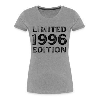 1996 LIMITED EDITION ANNIVERSAIRE METAL FER GRIS - T-shirt bio Premium Femme - gris chiné - Devant - Mia (176cm)