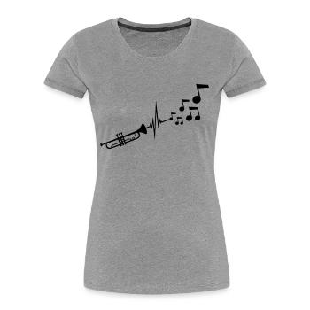 Instrument Trumpet Notes - Women's Premium Organic T-Shirt - heather grey - Front - Mia (176cm)