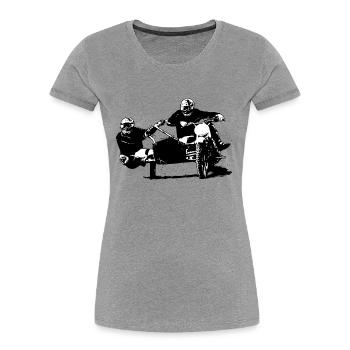 Sidecar Moto Cross - Frauen Premium Bio T-Shirt - Grau meliert - Vorne - Mia (176cm)