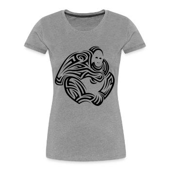 Orangutan Tribal Tattoo - Frauen Premium Bio T-Shirt - Grau meliert - Vorne - Mia (176cm)