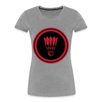 Symbole de badminton - T-shirt bio Premium Femme - gris chiné - Devant - Mia (176cm)