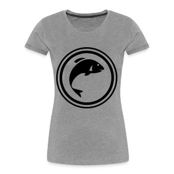 Symbole du poisson - T-shirt bio Premium Femme - gris chiné - Devant - Mia (176cm)