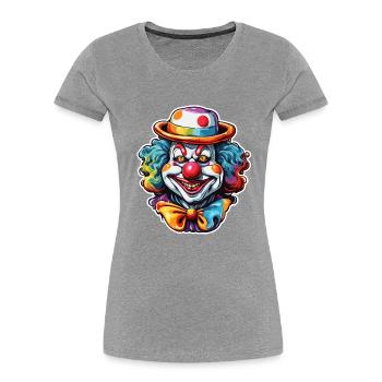 Clown / Cirque / Carnaval / Carnaval / Ludique - T-shirt bio Premium Femme - gris chiné - Devant - Mia (176cm)