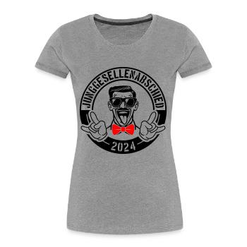 Enterrement de vie de garçon 2024 - T-shirt bio Premium Femme - gris chiné - Devant - Mia (176cm)