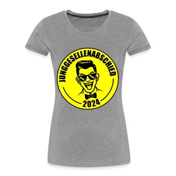 Junggesellenabschied 2024 - Frauen Premium Bio T-Shirt - Grau meliert - Vorne - Mia (176cm)
