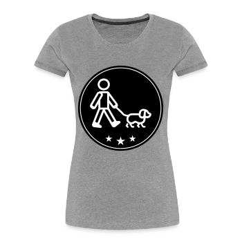 Dog walking dog - Women's Premium Organic T-Shirt - heather grey - Front - Mia (176cm)