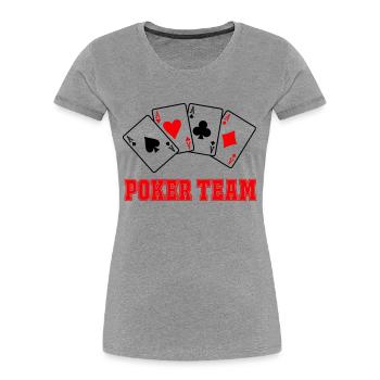 Équipe de poker - T-shirt bio Premium Femme - gris chiné - Devant - Mia (176cm)