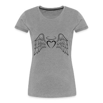 Coeur aile d'ange noir - T-shirt bio Premium Femme - gris chiné - Devant - Mia (176cm)