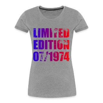 50th Birthday Limited Edition 07/1974 - Women's Premium Organic T-Shirt - heather grey - Front - Mia (176cm)