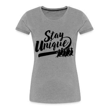 Stay Unique Penguin Punk - Women's Premium Organic T-Shirt - heather grey - Front - Mia (176cm)