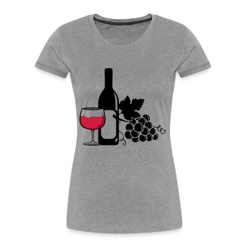 wine bottle grapes - Frauen Premium Bio T-Shirt - Grau meliert - Vorne - Mia (176cm)