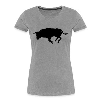 stier - Frauen Premium Bio T-Shirt - Grau meliert - Vorne - Mia (176cm)