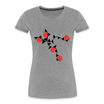 Vrilles de fleurs - T-shirt bio Premium Femme - gris chiné - Devant - Mia (176cm)
