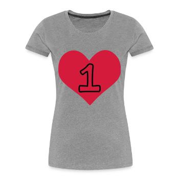 Anzahl 1 & Herz - Frauen Premium Bio T-Shirt - Grau meliert - Vorne - Mia (176cm)